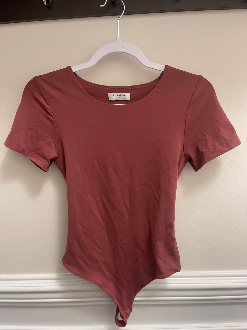 Babaton Short Sleeve Bodysuit in Dusty Rose